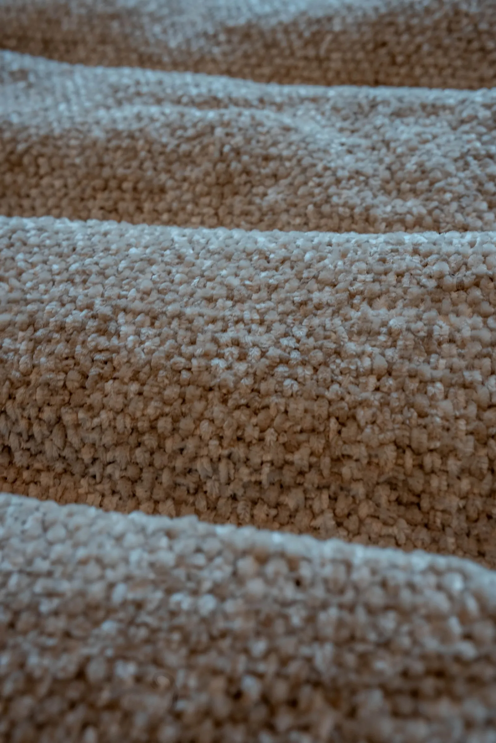 Bespoke stair treads in soft bouclé