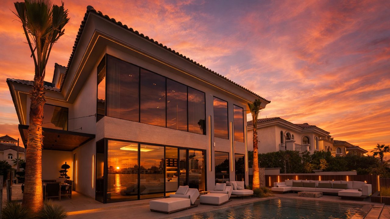 Villa Arterra at sunset, Palm Jumeirah