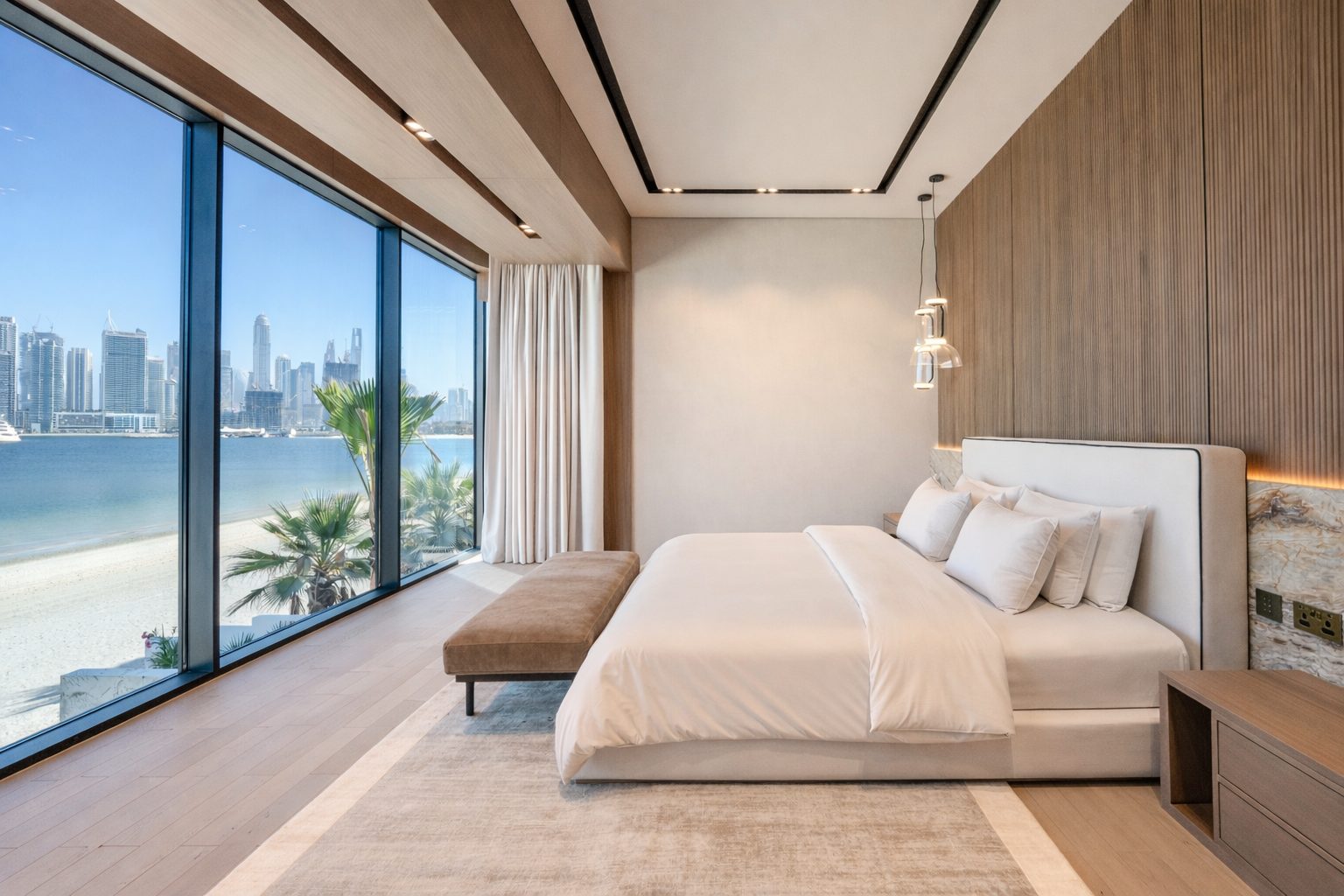 Principal bedroom with skyline and beach view