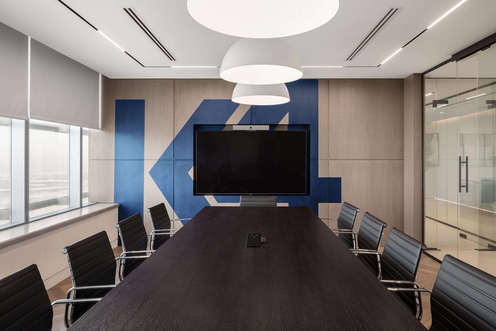 Boardroom with K4 monogram feature wall
