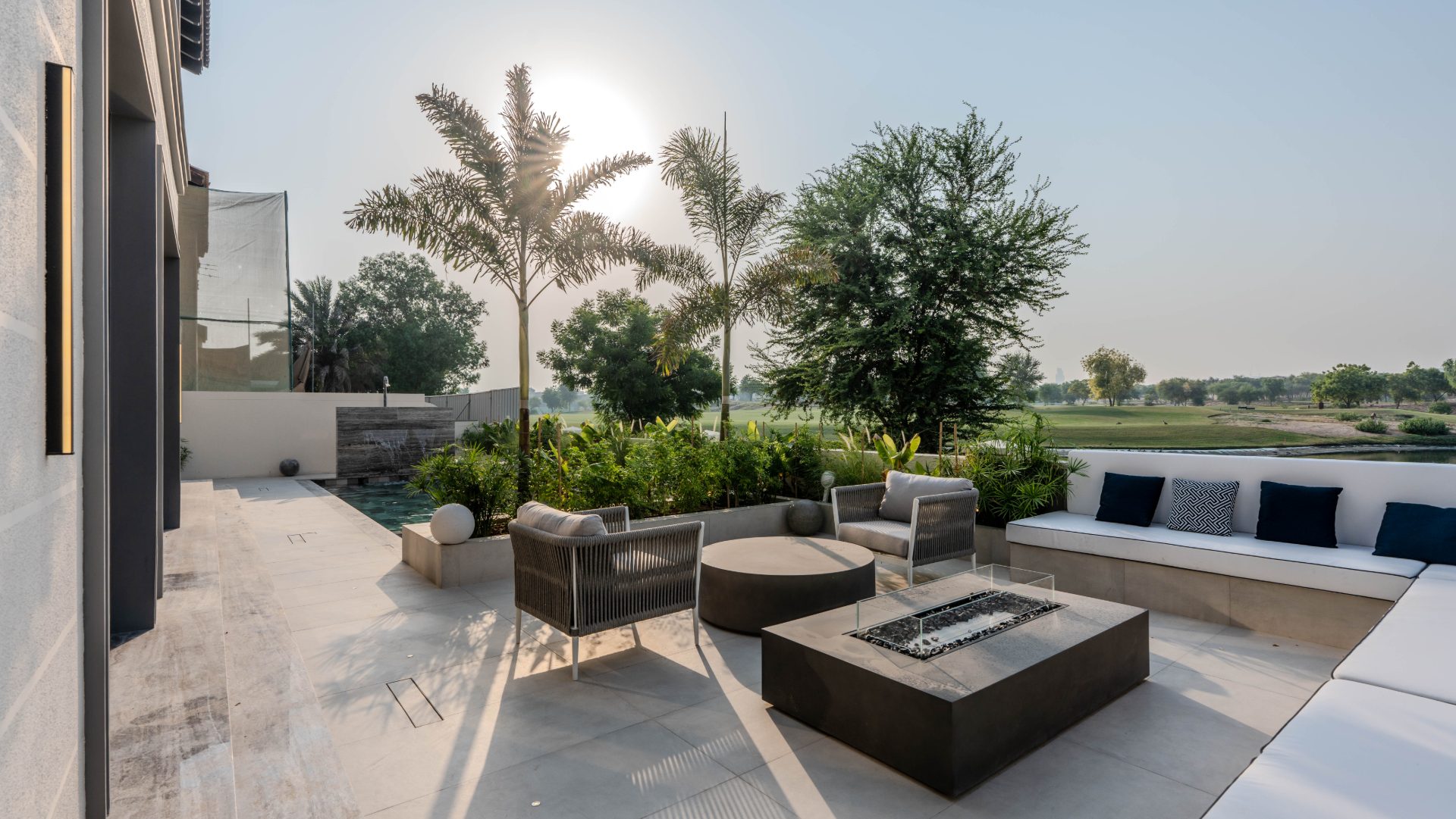 Fire-pit terrace overlooking the fairway