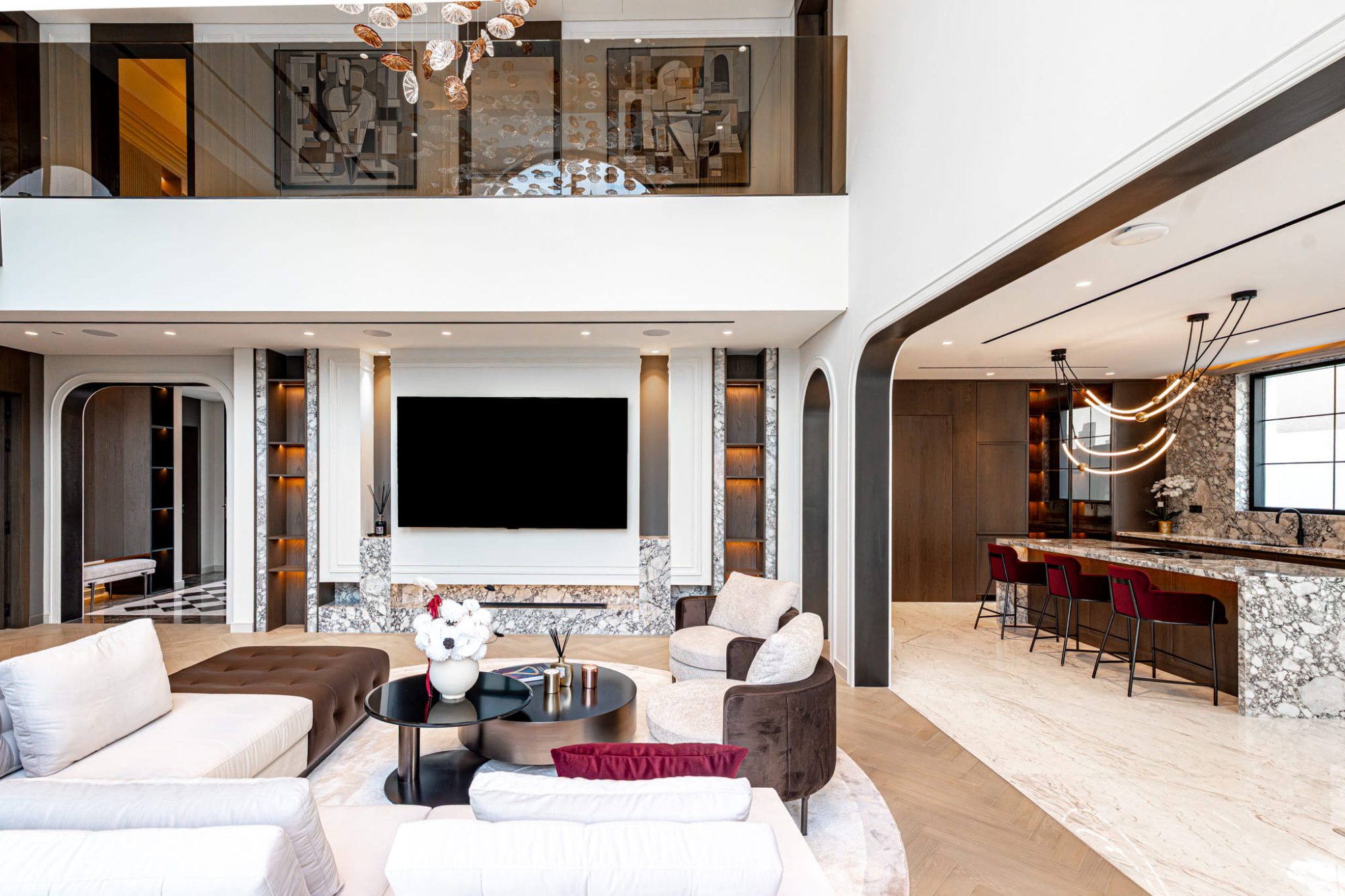 Open-plan living opening to the kitchen