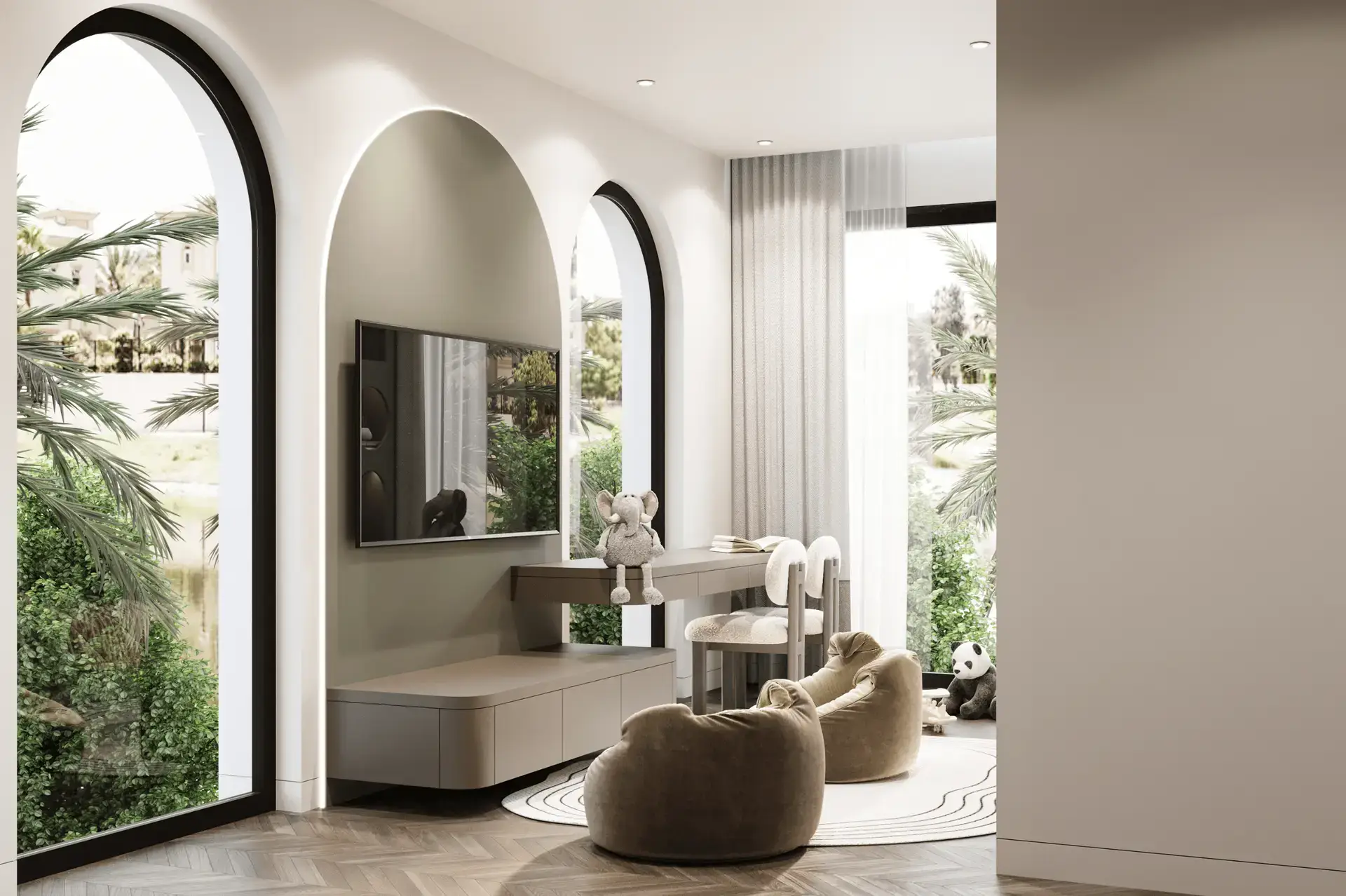 Artistic interior decor elements and bespoke finishes in Villa designed by K4 Fit-Out.