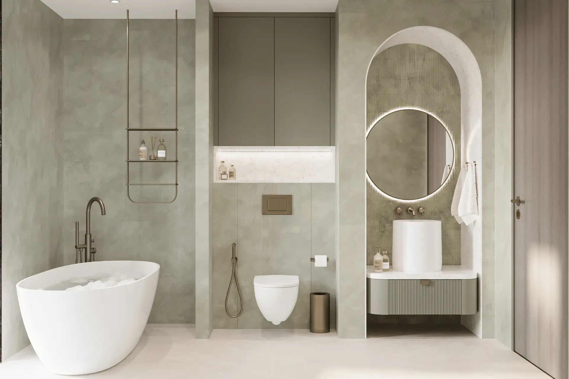 Luxurious master bedroom in Villa featuring custom-designed interiors and panoramic views by K4 Fit-Out.