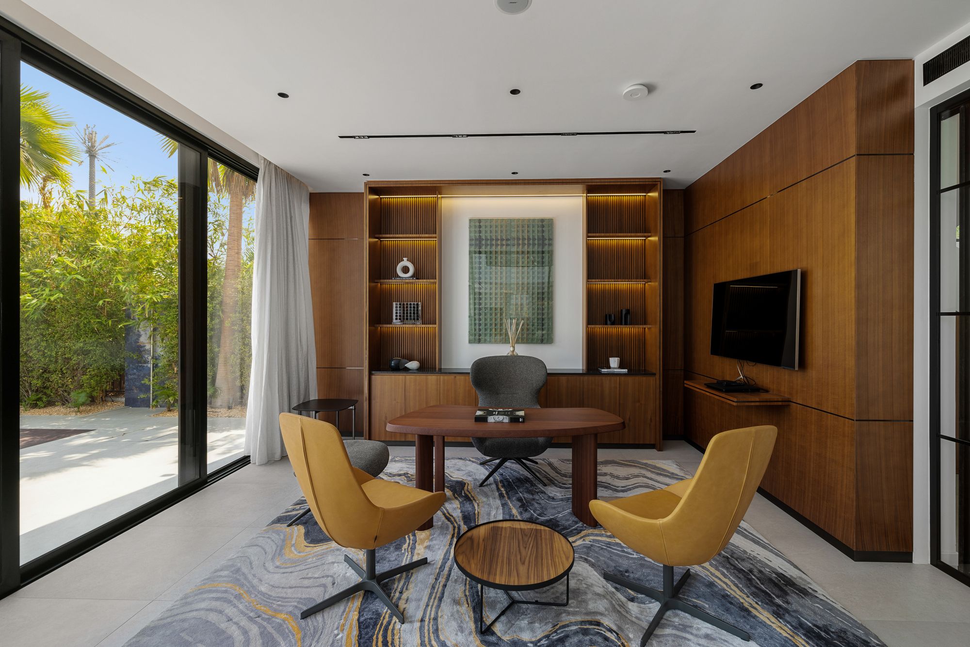 Walnut-panelled private study