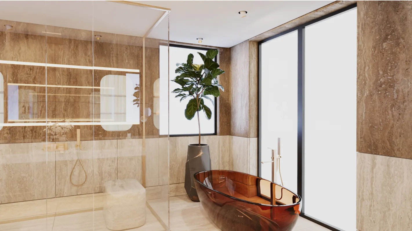 Master bathroom in travertine