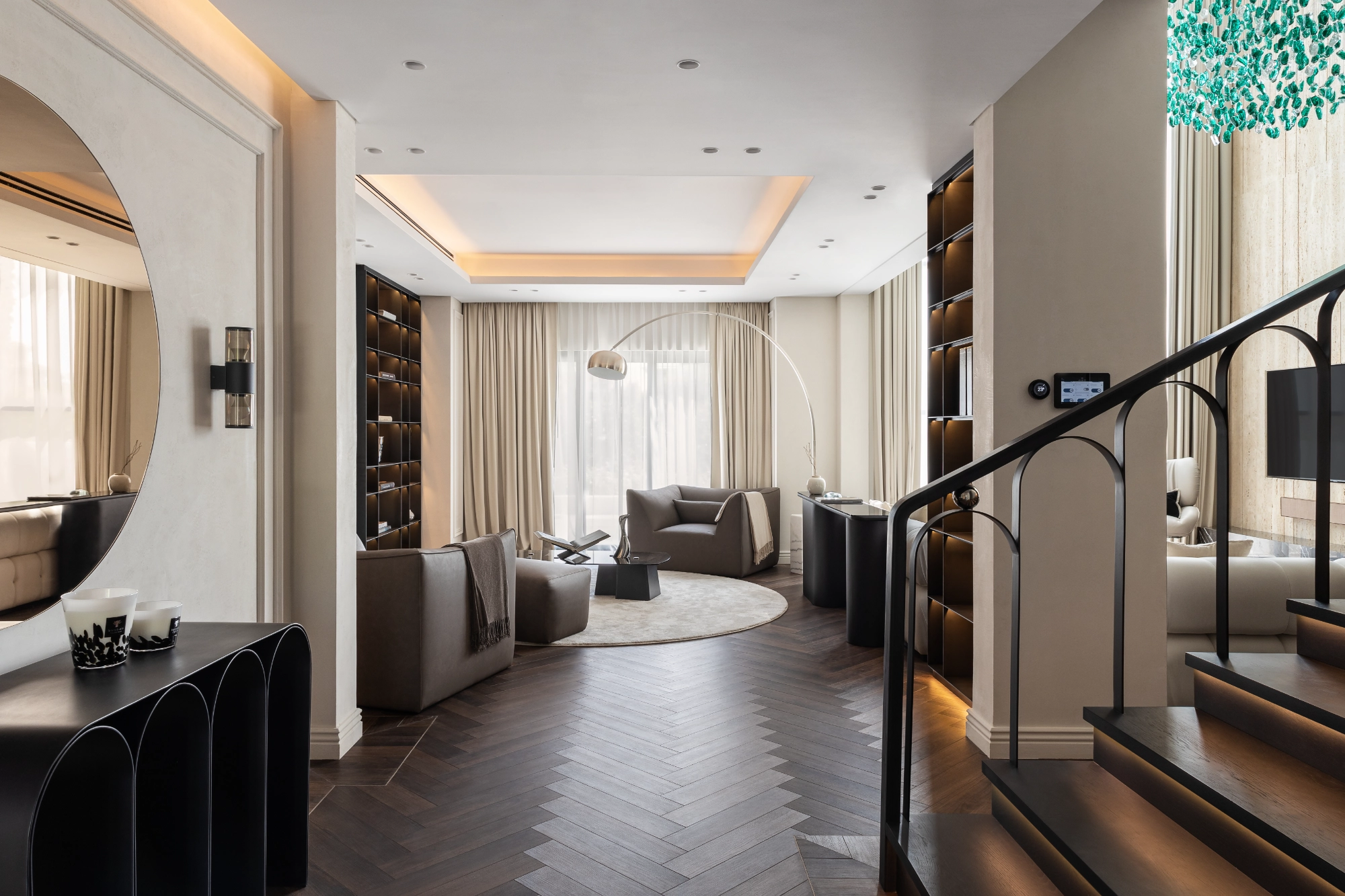 Living lounge with staircase